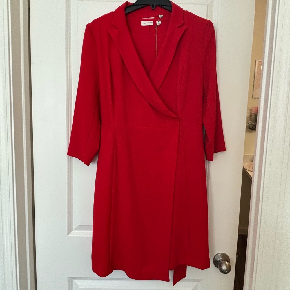 New York & Company Vibrant Red Long Sleeve Dress with Matching Jacket
